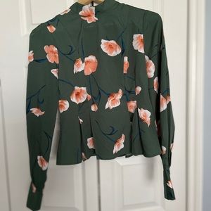 Green floral Forever 21 blouse